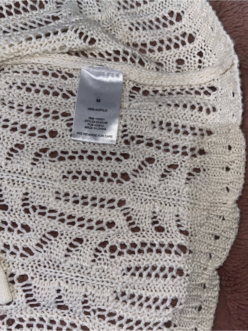 Pink Rose Cream Open-Knit Cropped Top - Picture 4 of 4